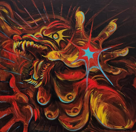 Provoked Power (2025), 30 in x 30 in, acrylic on canvas