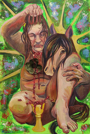Rite to Transition (2025), 24 in x 36 in, acrylic paint on canvas