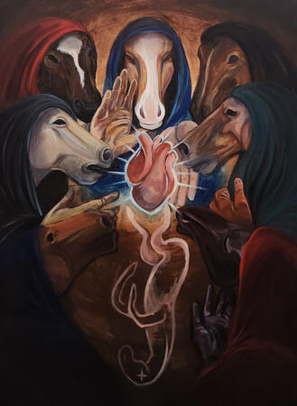 Rebirth (2025), 30 in x 40 in, acrylic on canvas