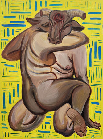 No More Fight Left (2026), 40 in x 30 in, acrylic paint on canvas