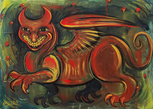 Devil &amp; I (2025), 24 in x 18 in, acrylic paint on canvas