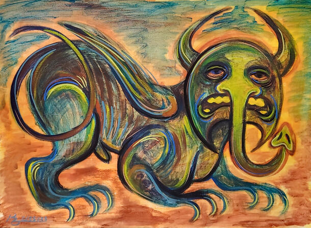 Agony &amp; He (2025), 24 in x 18 in, acrylic paint on canvas