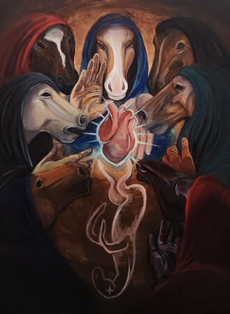 Rebirth (2025), 30 in x 40 in, acrylic paint on canvas